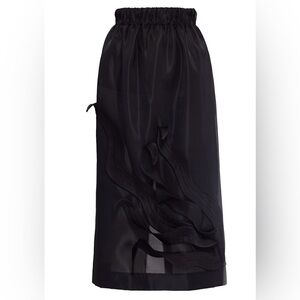 Graceful Organza Midi Skirt With Elastic Waistband Black